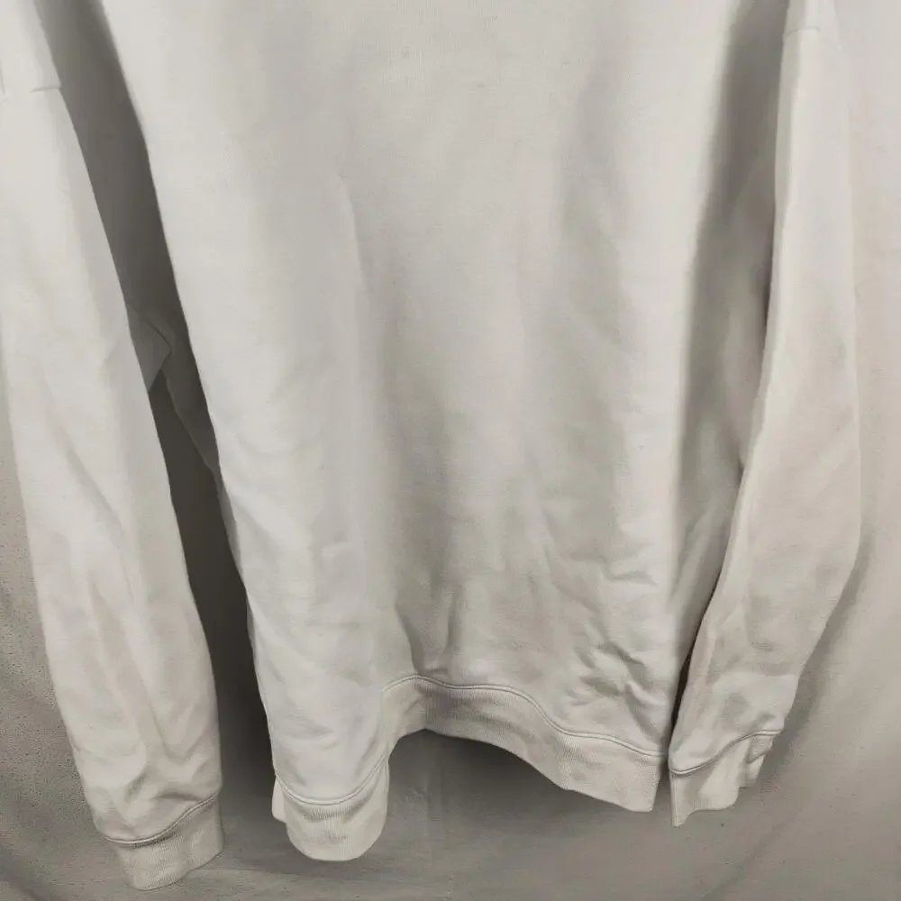 Hollister Hoodie Mens Large White Cooling Relaxed Fit Pullover Fleece Sweatshirt